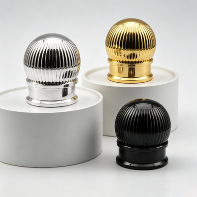 खरीदना FEA15 Zamac Parfume Cap Vertical Ribbed Spherical Top Electroplated Globe Shape Metal Parfume Bottle Lid Custom Logo OEM ODM जिंक मिश्र धातु परफ्यूम ढक्कन ऑनलाइन निर्माण