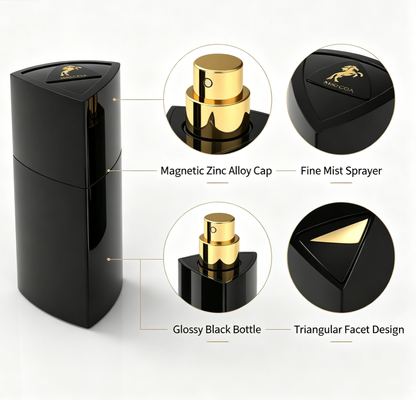 Luxury Magnetic Zamak Perfume Cap Triangle 10ml Custom Color Perfume Bottle Set