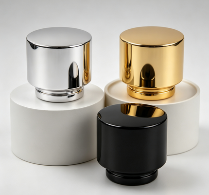 FEA15 Zinc Alloy Perfume Cap Solid Cylinder Flat Top Electroplated Metal Perfume Bottle Lid Custom Logo OEM ODM